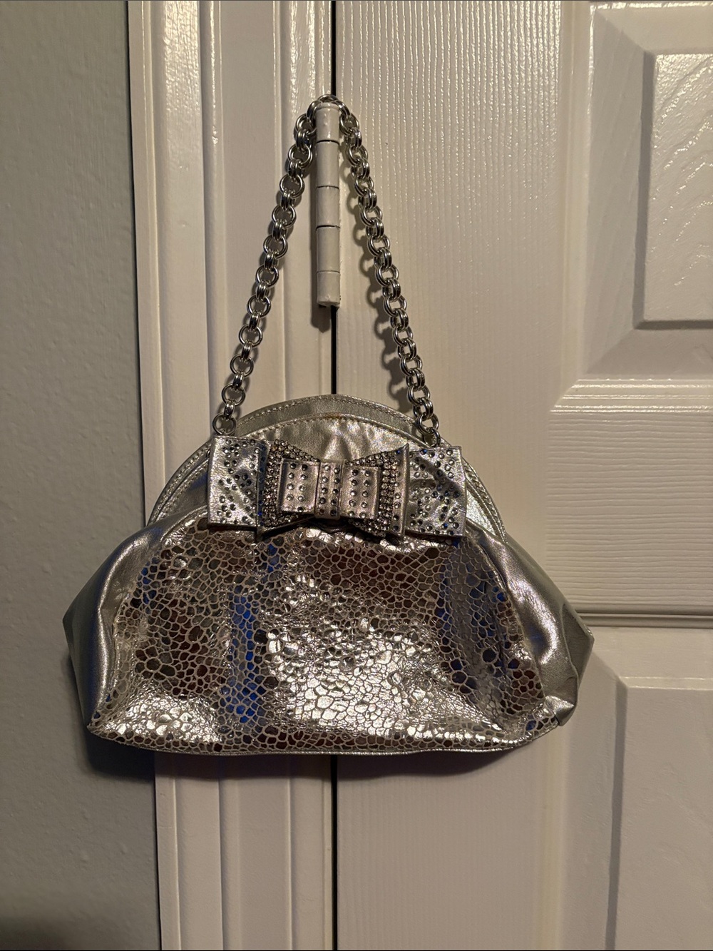 Silver Bow Accent Evening Bag - Women Bags